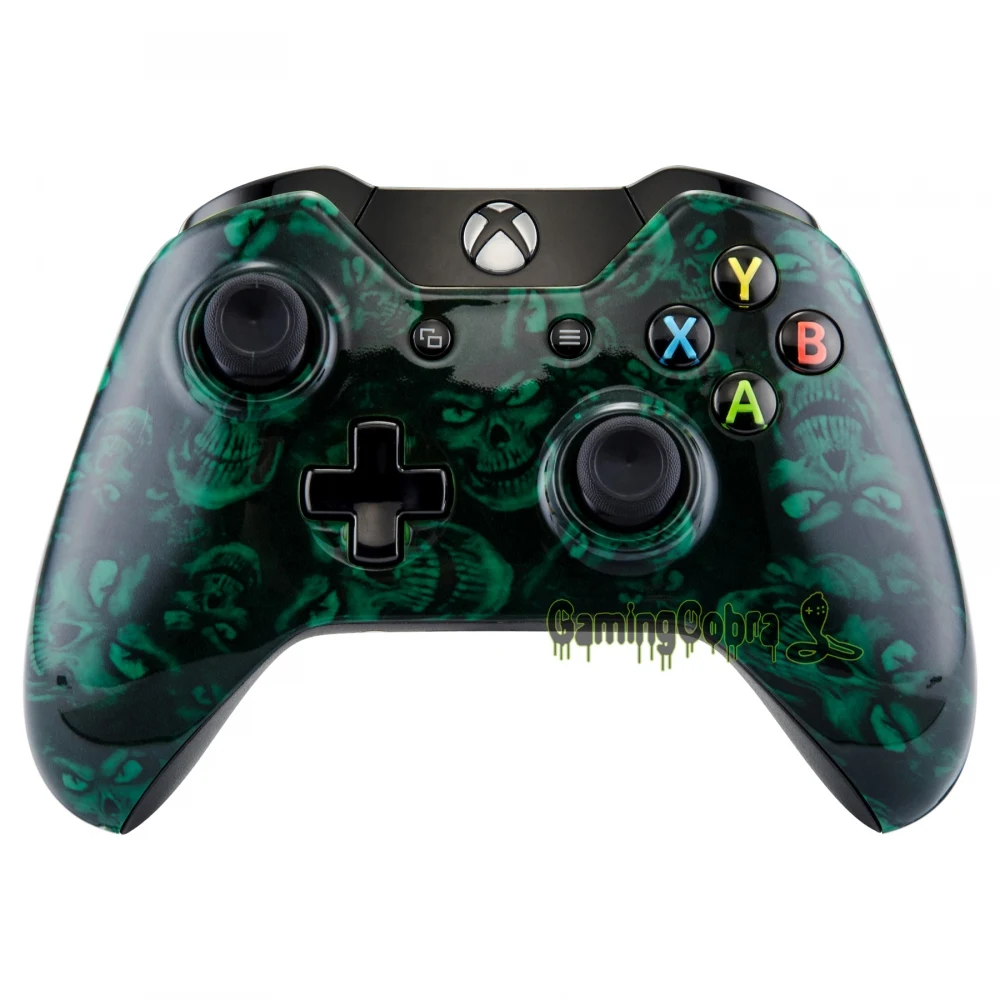 

For Xbox One Controllers Replacement Parts Front Shell Green Hydro Dippd Skull