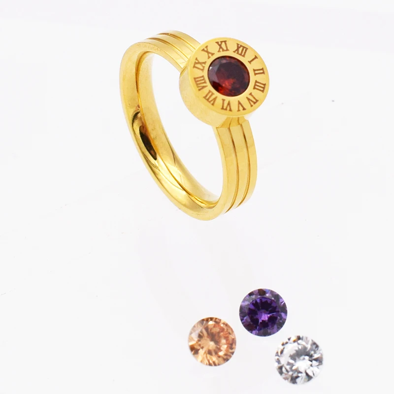 Классические кольца для женщин и мужчин, нержавеющая сталь, 4 цвета, циркониевые кольца, римская цифра, роскошные ювелирные изделия для женщин, высокое качество, свадебные украшения