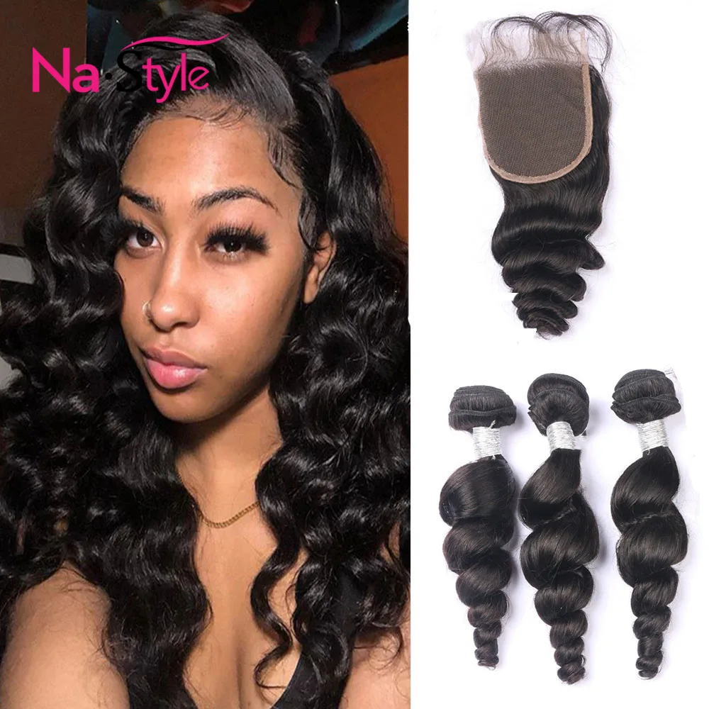 

6*6 Loose Deep Wave Bundles With Closure Loose Wave Bundles With Closure Human Hair Extension Brazilian Hair Bundles Natural