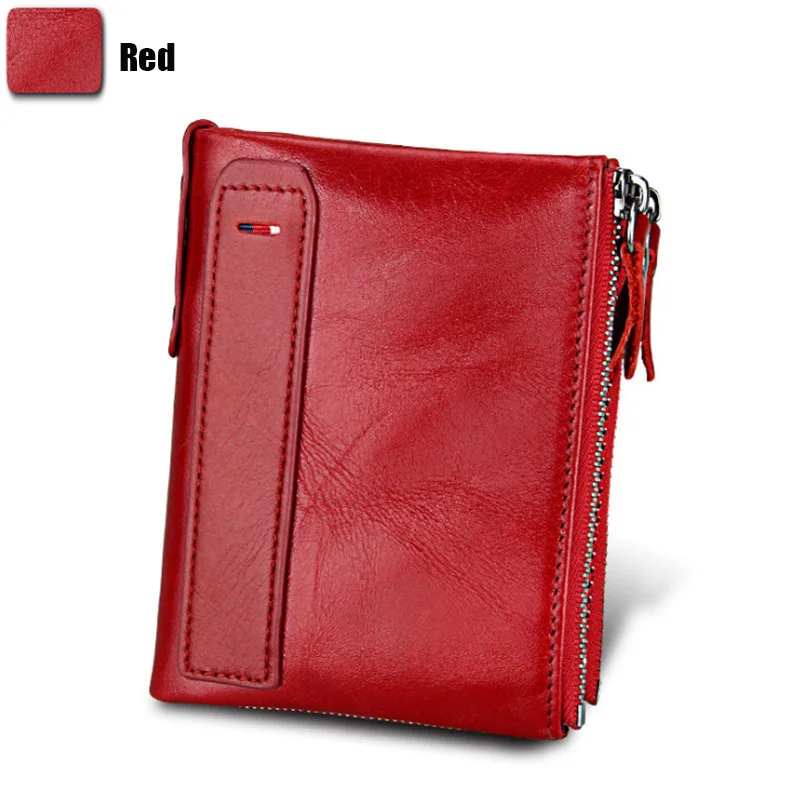 Genuine Crazy Horse Cowhide Leather Men Wallet Short Coin Purse Small Vintage Wallets Anti-RFID Pirate Brush Men Purse (44)