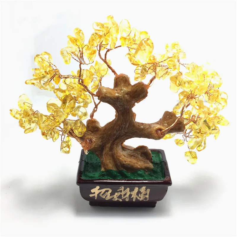 

Natural Citrine Crystal Money Tree New Year's Products Mini Christmas Tree Feng Shui for Wealth Luck Home Decoration