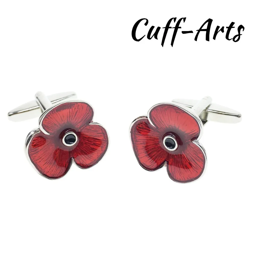 

Cuffarts Novelty Men Cufflinks Trendy Luxury Red Poppy Cufflinks Accessories High Quality Cuff Links Jewelry Gift For Men C10122