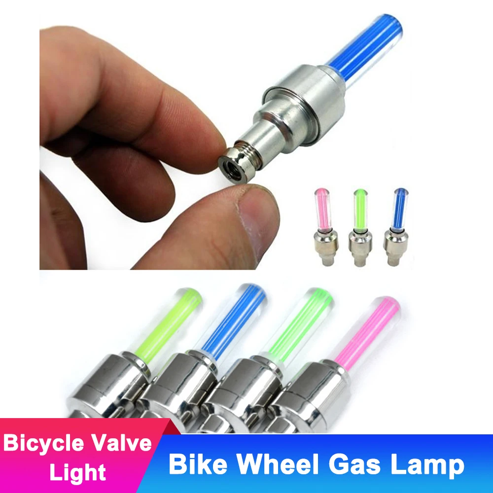 

2pcs Bike Gas Nozzle Light Glow Sticks Valve Core Bicycle Light Riding Tyre Tire Wheel Spokes LED Lamp Cycling Rear Lantern