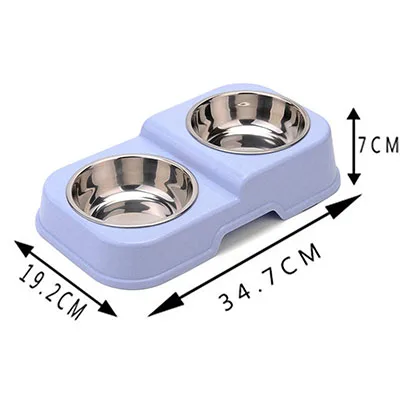 Питомец собачья из нержавеющей стали миски для кошек миска для хранения воды кормушка для щенка, собаки, котенка миска для еды Нетоксичная пластиковая подставка - Цвет: C-03 Blue