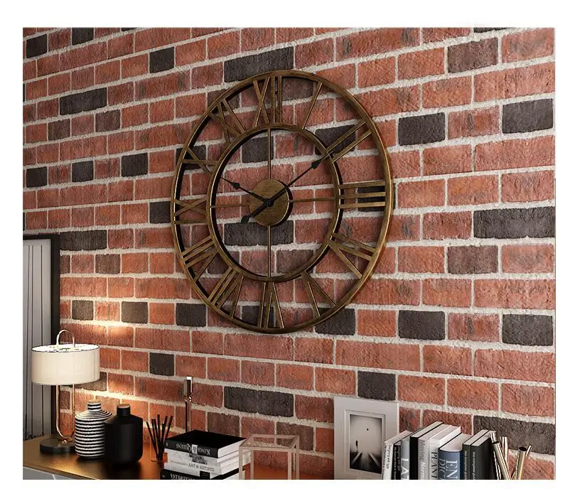 

40CM 3D Circular Retro Roman Wrought Hollow Iron Vintage Large Mute Decorative Wall Clock On The Wall Decoration For Home