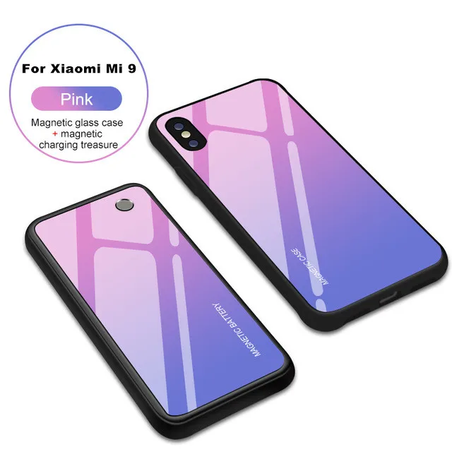 Аккумулятор KQJYS, 5000 мА/ч, для Xiaomi Mi 9, Дополнительный внешний аккумулятор, чехол с зажимом для зарядного устройства, для Xiaomi Mi 9, беспроводной магнитный чехол для зарядки - Цвет: Pink