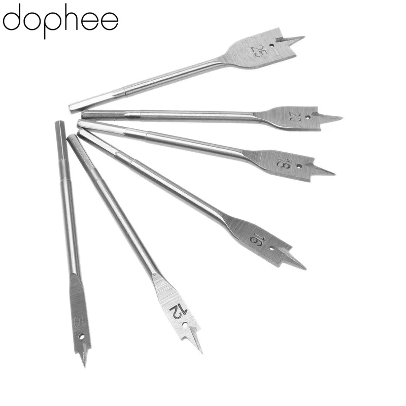 Dophee 6 шт. Мощность дрель лопата с алмазным напылением для деревообработки быстрой смены лопаточное, лопастное гладкое дерево дрель для рассверливания бит Инструменты 10/12/16/18/20/25 мм