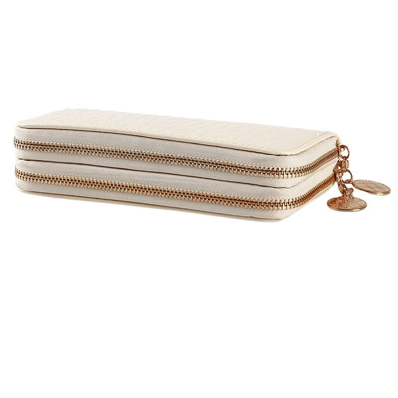 Женские кошельки на двойной молнии, женский модный бумажник, Женская длинная дизайнерская сумочка, сумка для телефона для женщин - Цвет: white