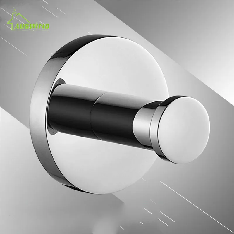 AUSWIND современный хромированный серебряный крючок для полотенец круглая основа из Нержавеющей Стали Полированные вешалки для пальто аксессуары для ванной комнаты NJ8
