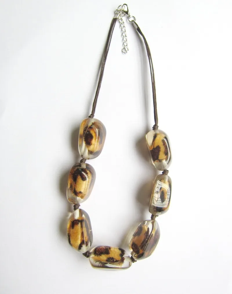 1 шт Прозрачный полимерный шарик с леопардовой тканью обернутый внутри ручной работы женские бусы ожерелье ювелирные изделия