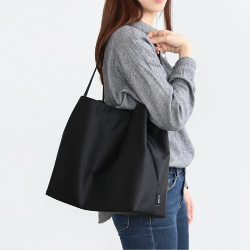 

Solid Nylon Shoulder Bags Environmental Shopping Bag Tote Package Crossbody Bags Purses Casual Handbag For Women
