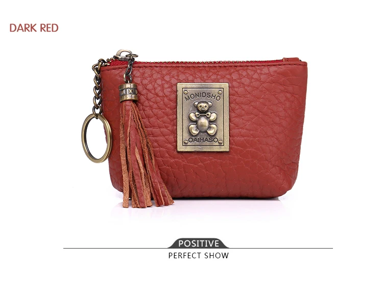 Women Mini Wallets Female Tassel Pendant Short Money Wallets Genuine Leather Lady Zipper Coin Purses Fashion Key Bag  (13)