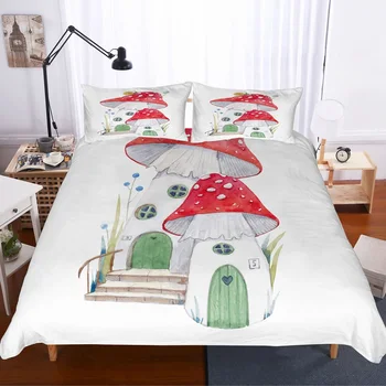 

Yi Chu Xin 3d Mushroom Bedding Set Kids Cartoon Duvet Cover Set Children Quilt Cover and Pillowcase