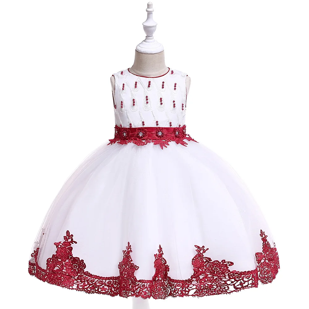 

2019 Girls Summer Dress Beading Embroidery Kids Dresses for Girls Ball Gown Princess Dress Girls Wedding Party Dress Vestidos