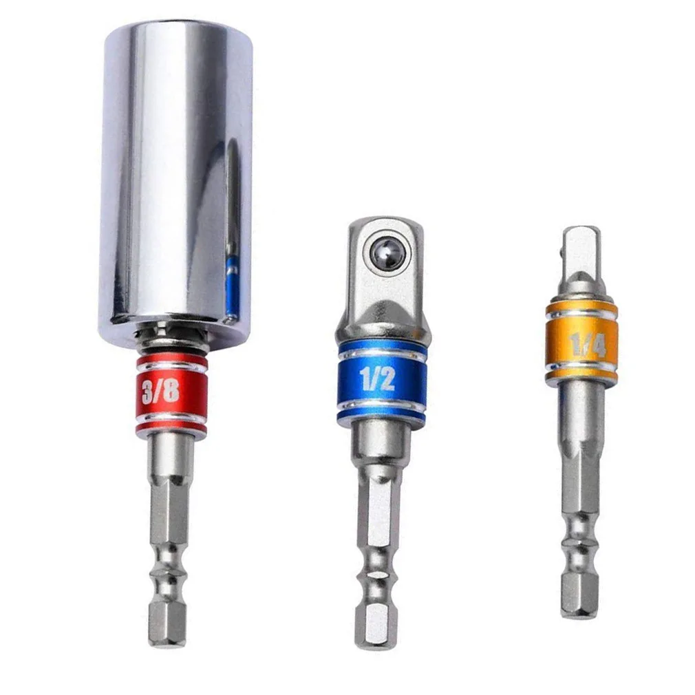 

1/4" 3/8" 1/2" Hex Wrench Sleeve Extension Bar Drive Power Drill Bit Socket Driver Adapter Set Hand Tools Set