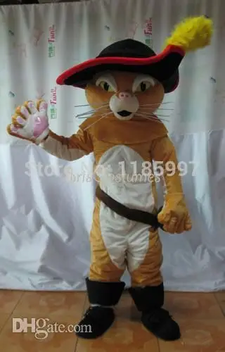 Vendita Calda Accetta Custom Cute Puss The Boots Cat Halloween Animal Mascot Costume Fancy Dress Spedizione Gratuita