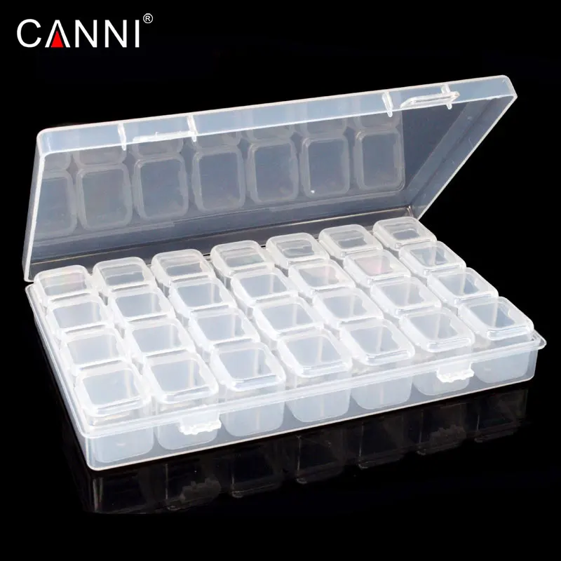 86108 CANNI 28 Slots Clear Empty Nail Decorations Plastic Box Art Rhinestone Storage | Игрушки и хобби