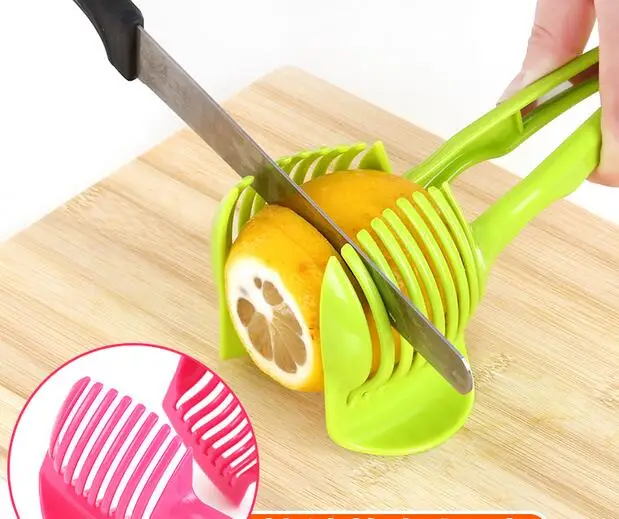 3PCS Hand held tomato Slicer Fruits Cutter Stand Lemon Cutter Shredders