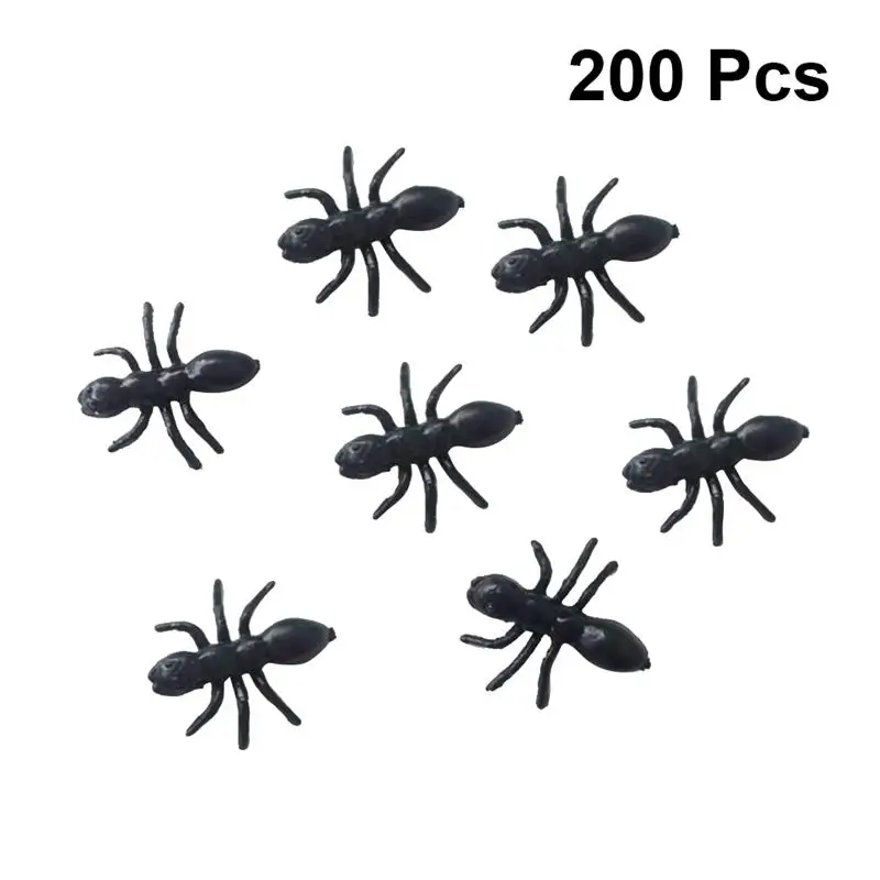 

200pcs Vivid Simulation PVC Artificial Ant Prank Toy Model Party Decoration Figure Insect Toy For Halloween Party Prank Games