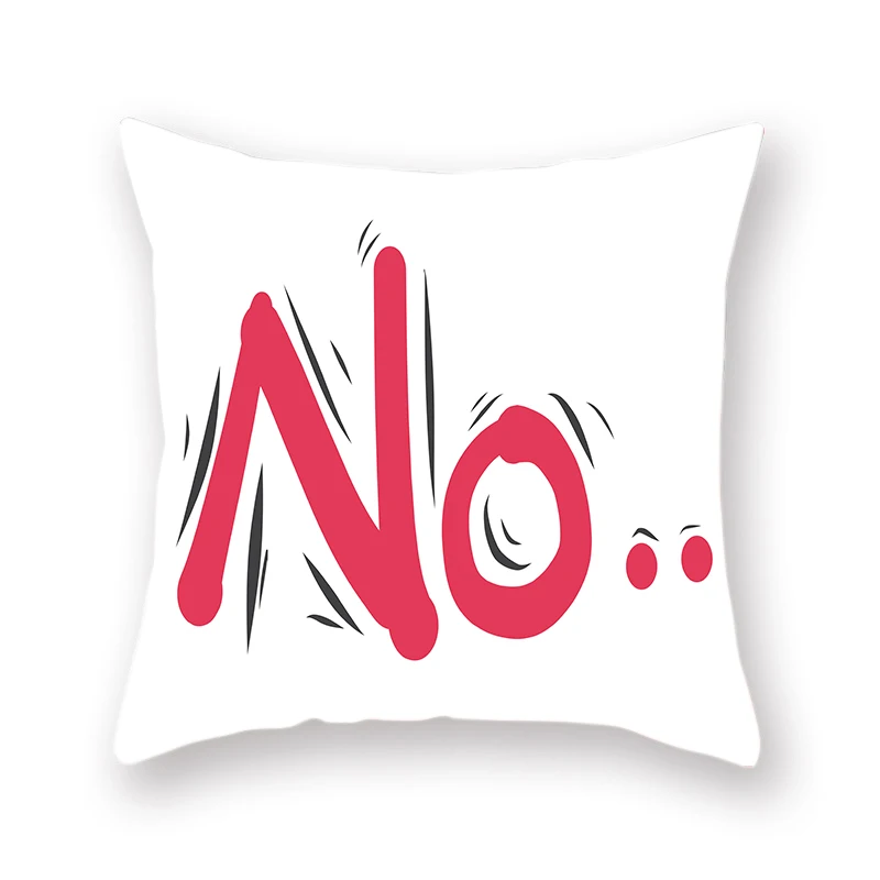 Stylish Simple English Word Pillowcase Yes No Linen Cushion Cover Cute Expression Dog Pig 1pcs Hug Sofa Bedroom Decoration