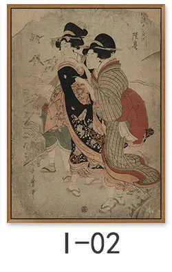 Японский Ukiyo-e красота рисунок холст живопись спа Ресторан Классическая роспись дамы Настенная картина плакат домашний декор для гостиной - Цвет: Цвет: желтый