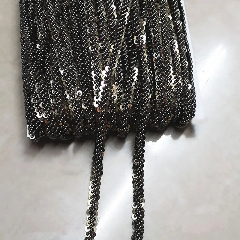 1yard black sequins beaded fringe trim for clothes bags Handmade beading appliques patch diy sewing accessories