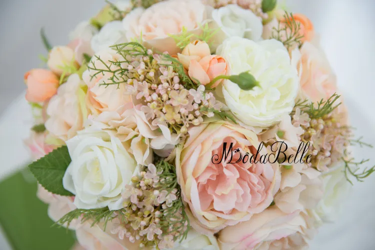Modabelle Champagne Rose Bridal Bouquet Artificial White Flower
