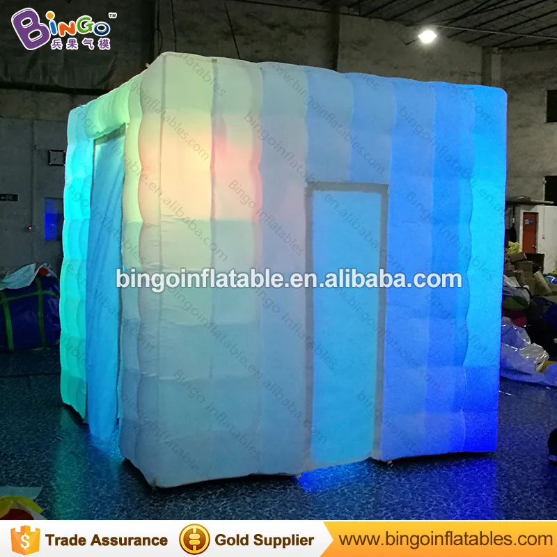  Free Shipping white Inflatable Photo Booth Tent with LED strips lights 8ftx8ftx8ft nylon garden cub