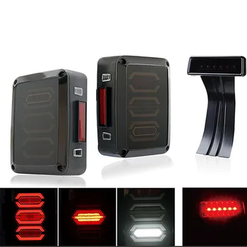 

Free Shipping Smoke PMMA LENS LED Tail lights w/Turn signal & 3rd LED brake Light Assembly for Jeep Wrangler JK JKU 07-17