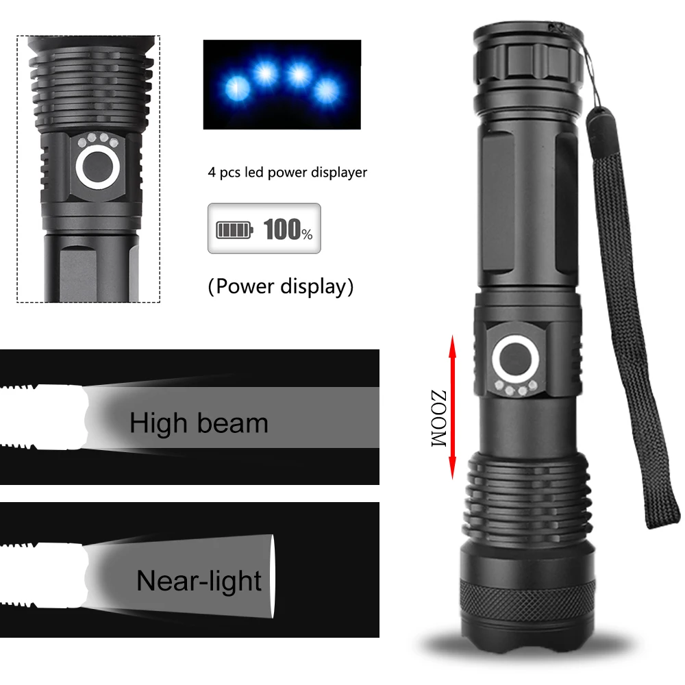 Xlamp XHP90 самый мощный флэш-светильник XHP70 тактический флэш-светильник XHP50 USB Zoom фонарь для охоты 26650 безопасный молоток