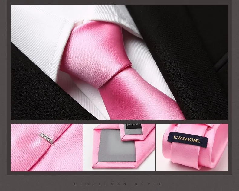 Высокое качество Высокое качество нано волокна галстуки для мужчин Мода 7 см сплошной цвет розовый фирменные галстуки с подарочной коробкой