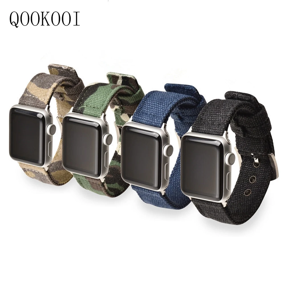 QOOKOO I Camouflage Canvas Fabric Watch Band Woven Leisure Bracelet