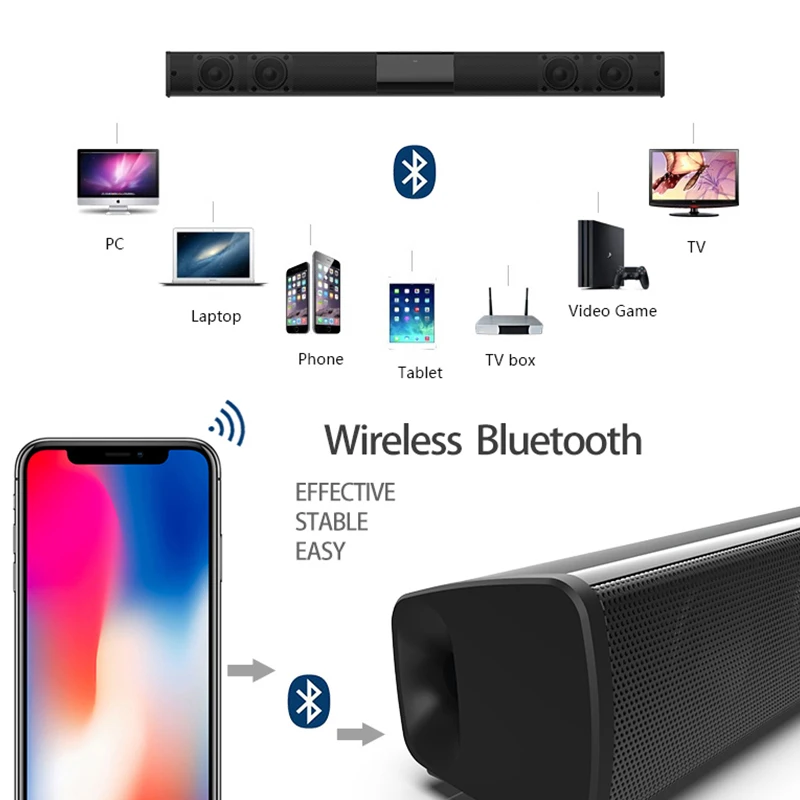 20 Вт Беспроводная bluetooth колонка Саундбар стерео динамик домашний кинотеатр