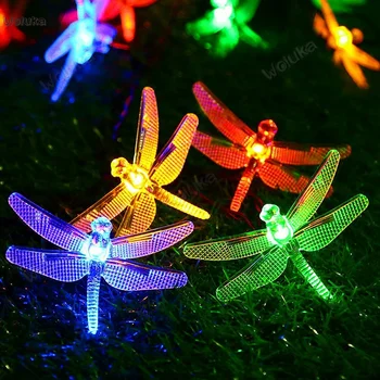 

Solar charging outdoor decorative led waterproof courtyard Christmas tree color romantic dragonfly lamp CD50 W02