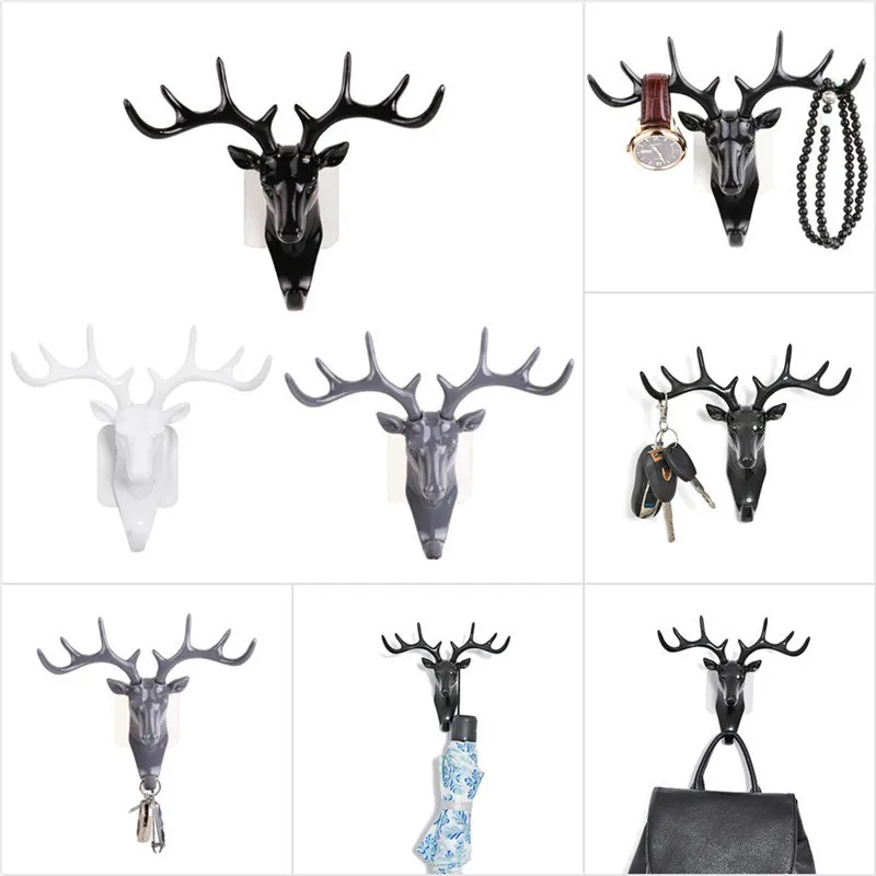 Модная настенная вешалка для пальто и шляп с изображением животных оленей, носорога, лошади, жирафа, головы слона