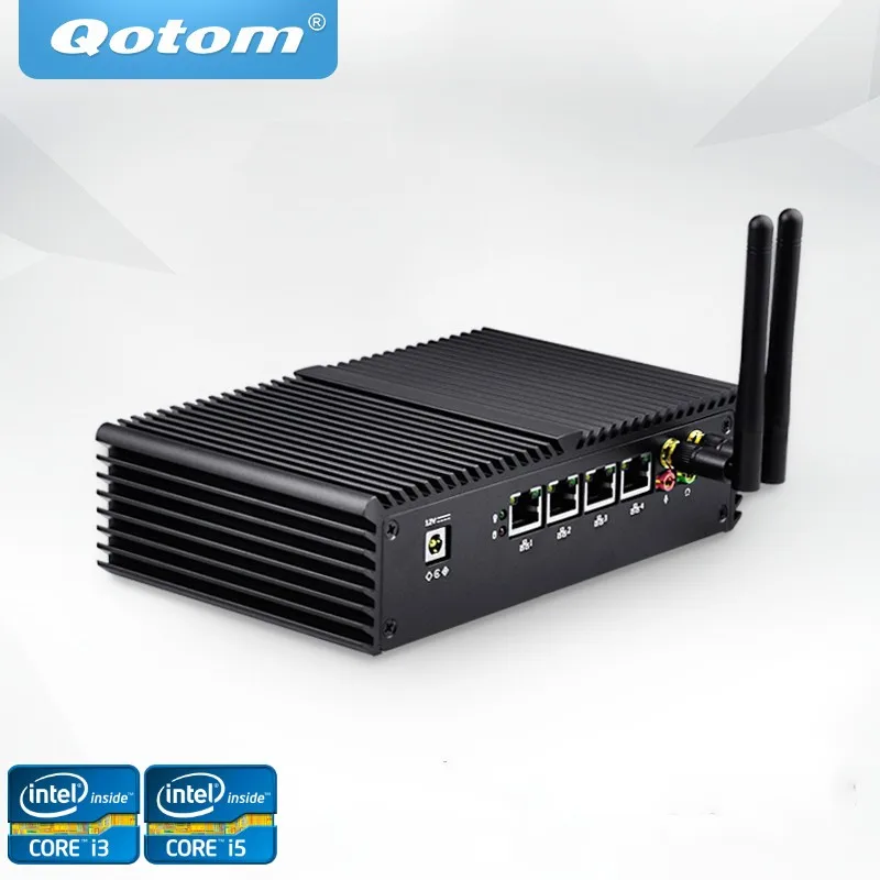 Free Shipping Qotom Mini PC Core i3 i5 i7 4 Gigabit Nics ports support AES-NI, Serial, Fanless VPN Firewall Router PFSense