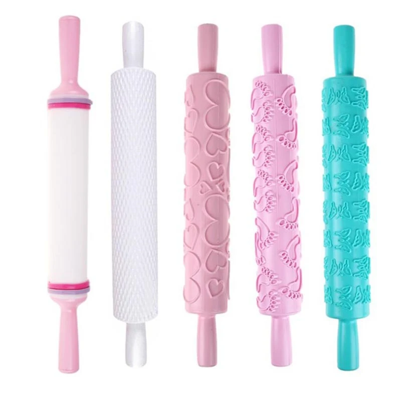 

Non-Stick Fondant Rolling Pin Embossing Cake Dough Roller Decorating Cake Roller Crafts Pastic DIY Baking Kitchen Tools 37*5CM