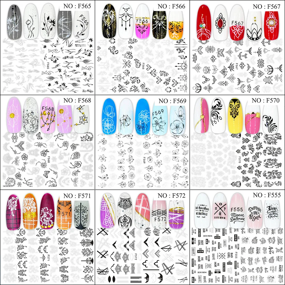 1 лист наклейки для ногтей цветы переводные наклейки для ногтей художественная наклейка маникюрные обертки Слайдеры для украшения ногтей