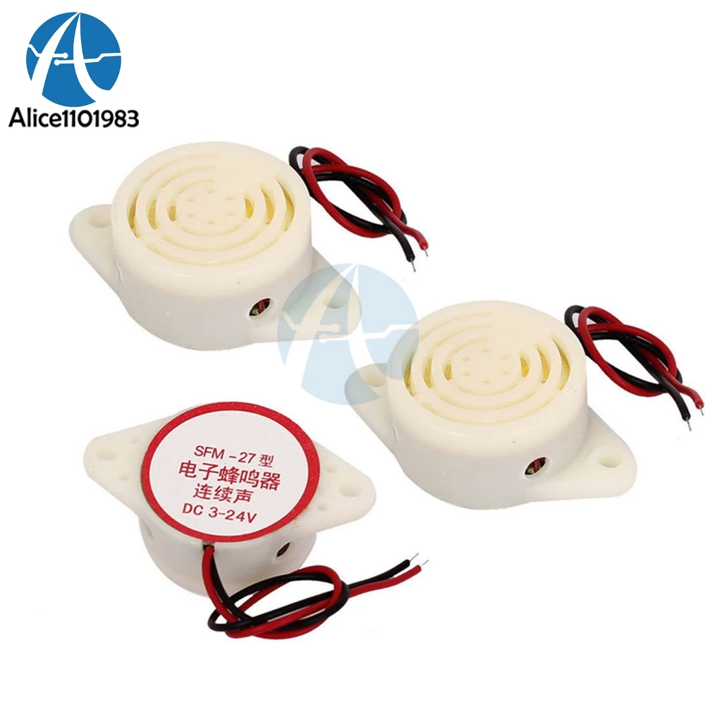 

2PCS SFM-27 DC 3-24V 90DB Intermittent Beep Alarm Electronic Buzzer Sounder