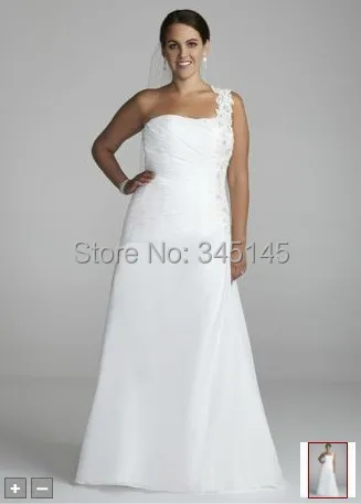 Perfact! белый Одно Плечо Шифон Платье с Цветочным Аппликации свадебные платья Стиль