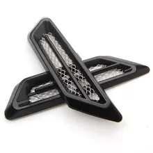 3Colors 1pair ABS Universal Car Air Flow Fender Side Mesh Vent Decoration Sticker Mesh Cover Hood Bonnet Car Styling Accessories