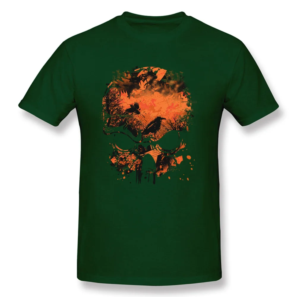 Tops Shirt Normal T-Shirt Fall New Arrival Casual Short Sleeve Pure Cotton Crewneck Mens Top T-shirts Casual Drop Shipping Wicked Skull Crows and Trees - Distressed Grunge dark