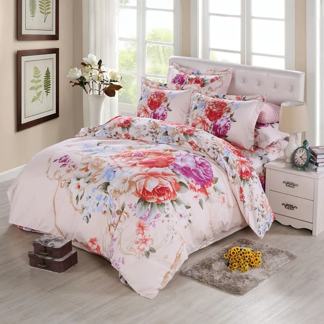 oriental vintage rose peony 3d watercolor flower bedding sets queen watercolor bed sheets