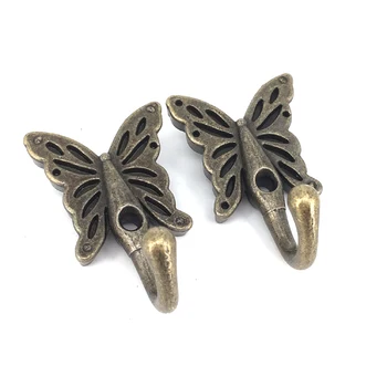 

Vintage Bronze Robe Clothes Hat Butterfly Key Coat Hooks Wall Hanger 2pcs