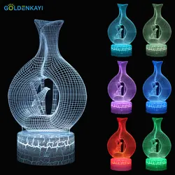 3D клетке птиц светодиодный оригинальность USB Night Lights атмосферу визуальный красочная настольная лампа светодиодный свет мультфильм Декор