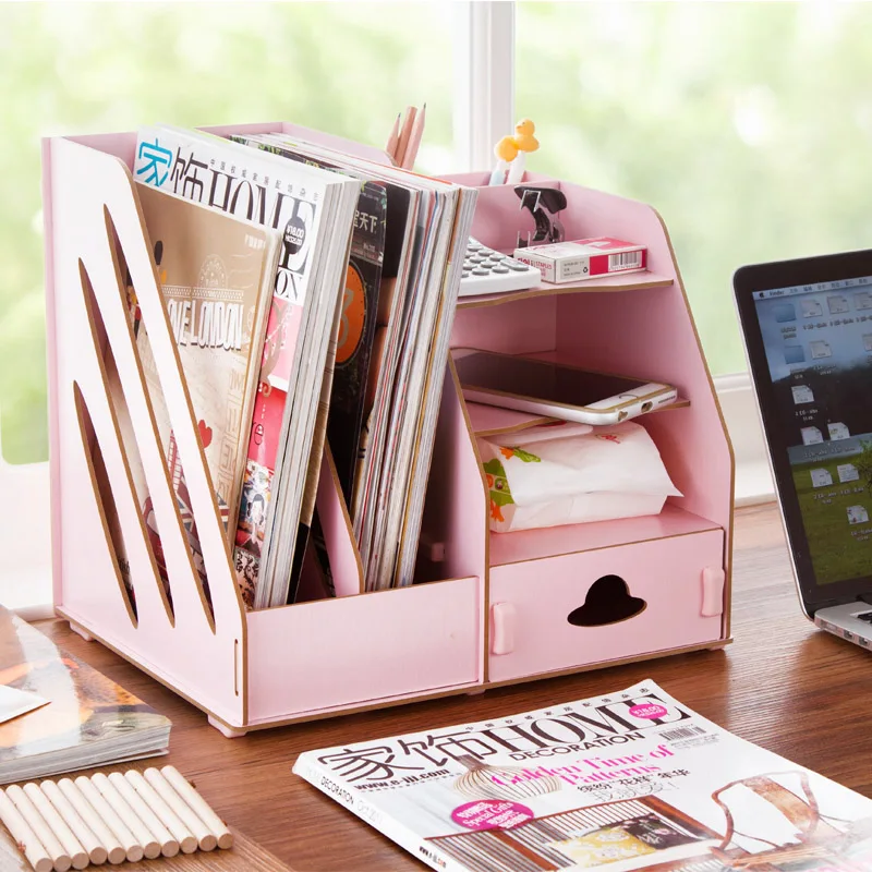 

Office desktop stationery file collection box drawer cosmetics shelf wooden cosmetics box