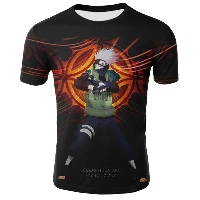 

2019 summer new casual sports men's t-shirt Naruto cartoon anime Kakashi figure 3D digital printing round neck T-shirt XXS-4XL