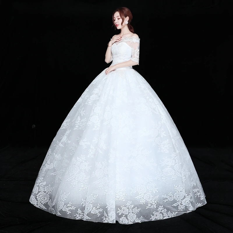 Fansmile простой Vestidos de Novia Винтаж кружевное свадебное платье большой размер, принцесса Свадебный платья платье FSM-592F