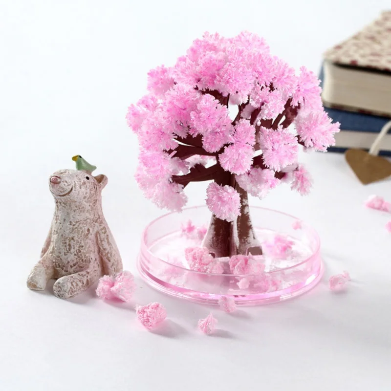Поддельные Волшебные мгновенные снег бумага цветок искусственный волшебный Сакура рабочего стола Вишневый цветок Детские игрушки