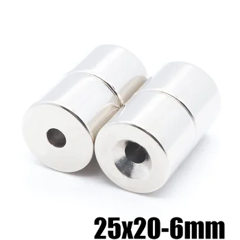 

10pcs 25mm x20mm-6 N52 NdFeB Ring Magnet Dia. 25x20 mm thick M6 straight Hole Neodymium Rare Earth Permanent Magnet 25x20-6mm